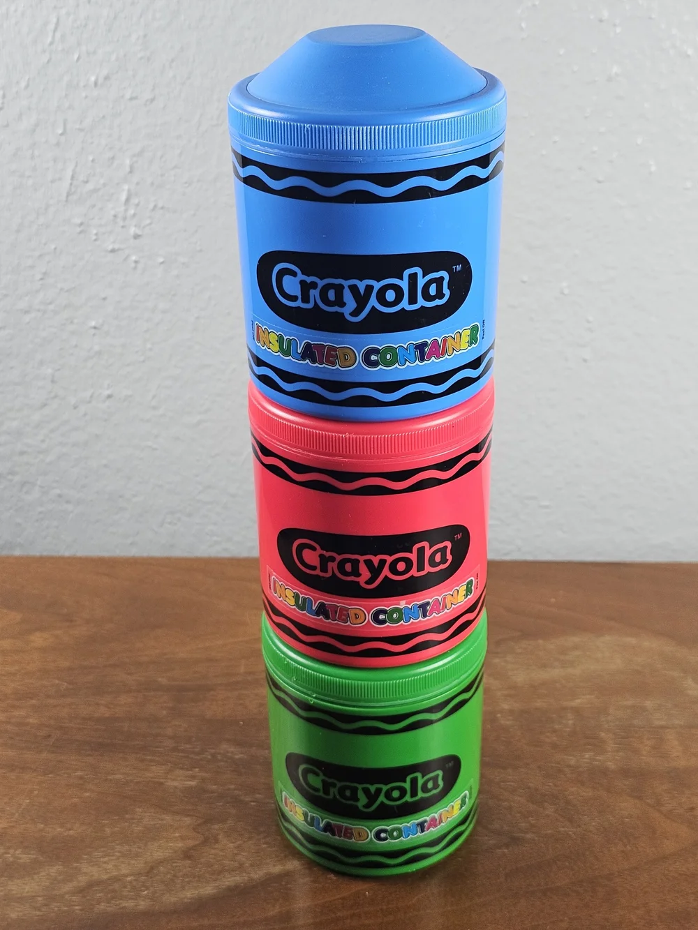 Crayola Thermos Storage Containers Set of 3 Red Green Blue with Screw on Lid